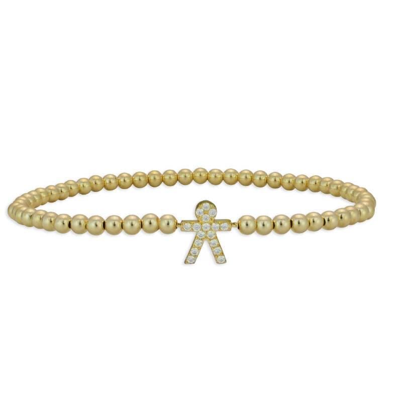 Delicate Gold Filled Boy Pendant Bracelet with Stretch Design - Stackable and Versatile