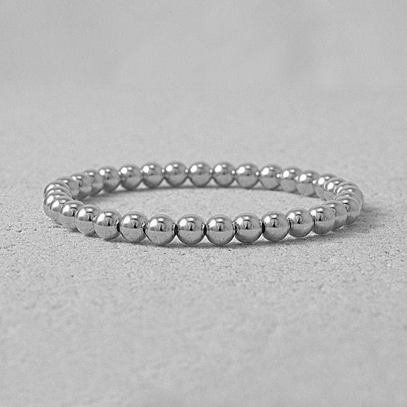 14kt Gold Filled 5mm Beaded Stacking Bracelet - Womens Stretchy Layering Gold-Filled Bracelet Tarnish-Free and Waterproof