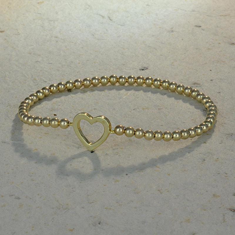 Gold-Filled Heart Pendant Stacking Bracelet - Layering Bracelet for Women