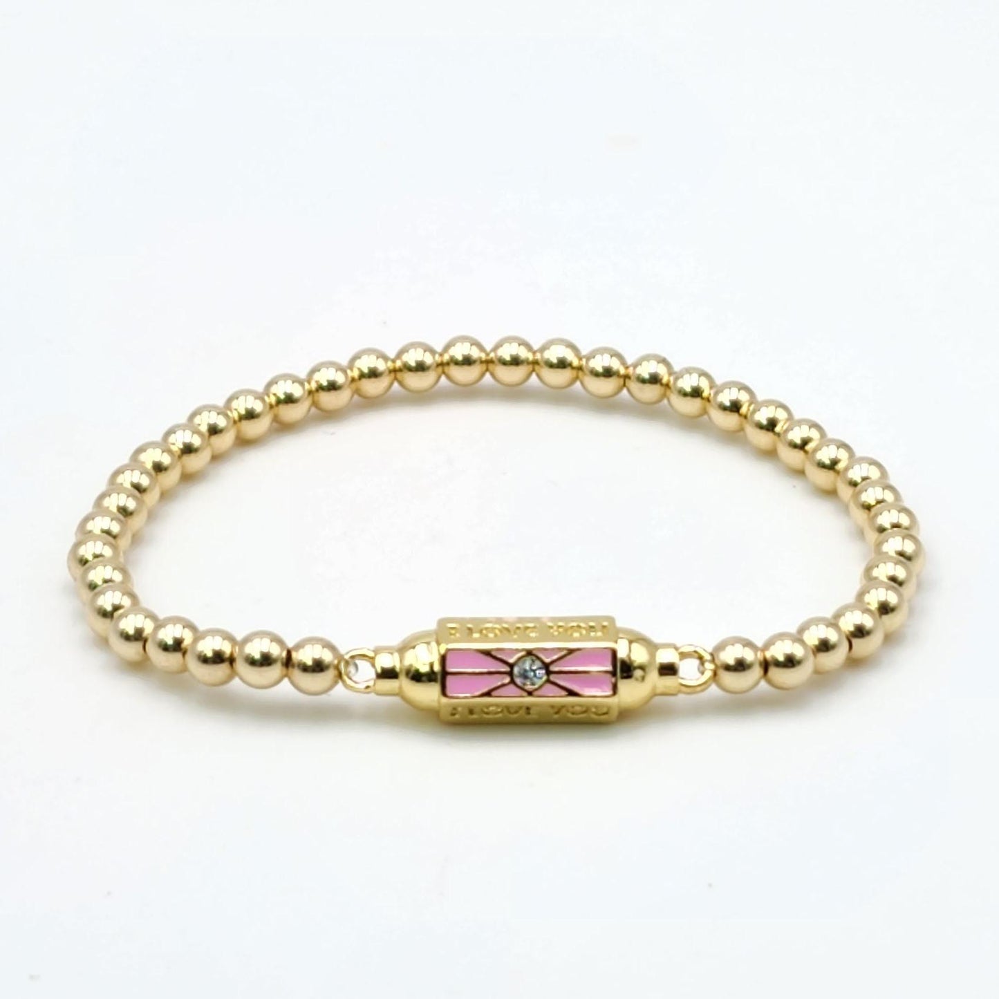 Gold-Filled Stacking Bracelet - Handcrafted Stretch Love Pendant Jewelry for Women