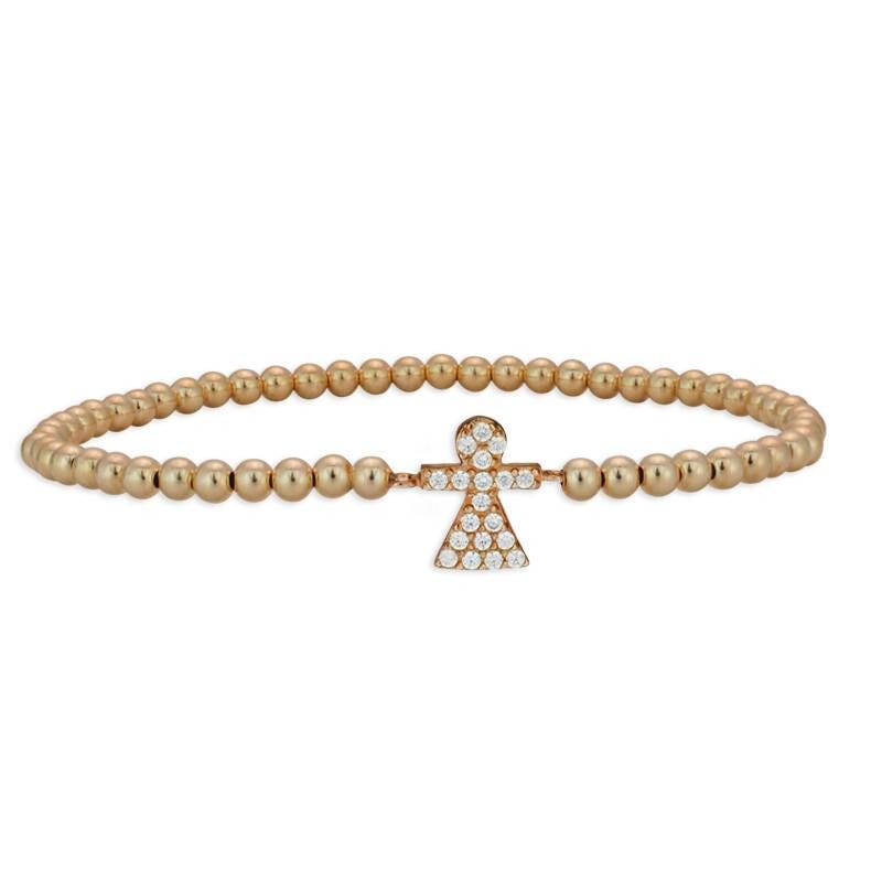 Dainty Girl Pendant Bracelet - Stretch Stackable Beads in 14kt Gold Filled by Isabella Celini