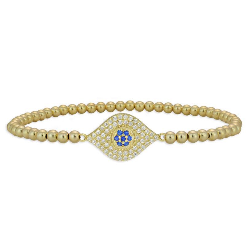 Elegant 14kt Gold Filled Evil Eye Protection Bracelet - Tarnish-Free - Good Luck Pendant - Stretch Beaded Design