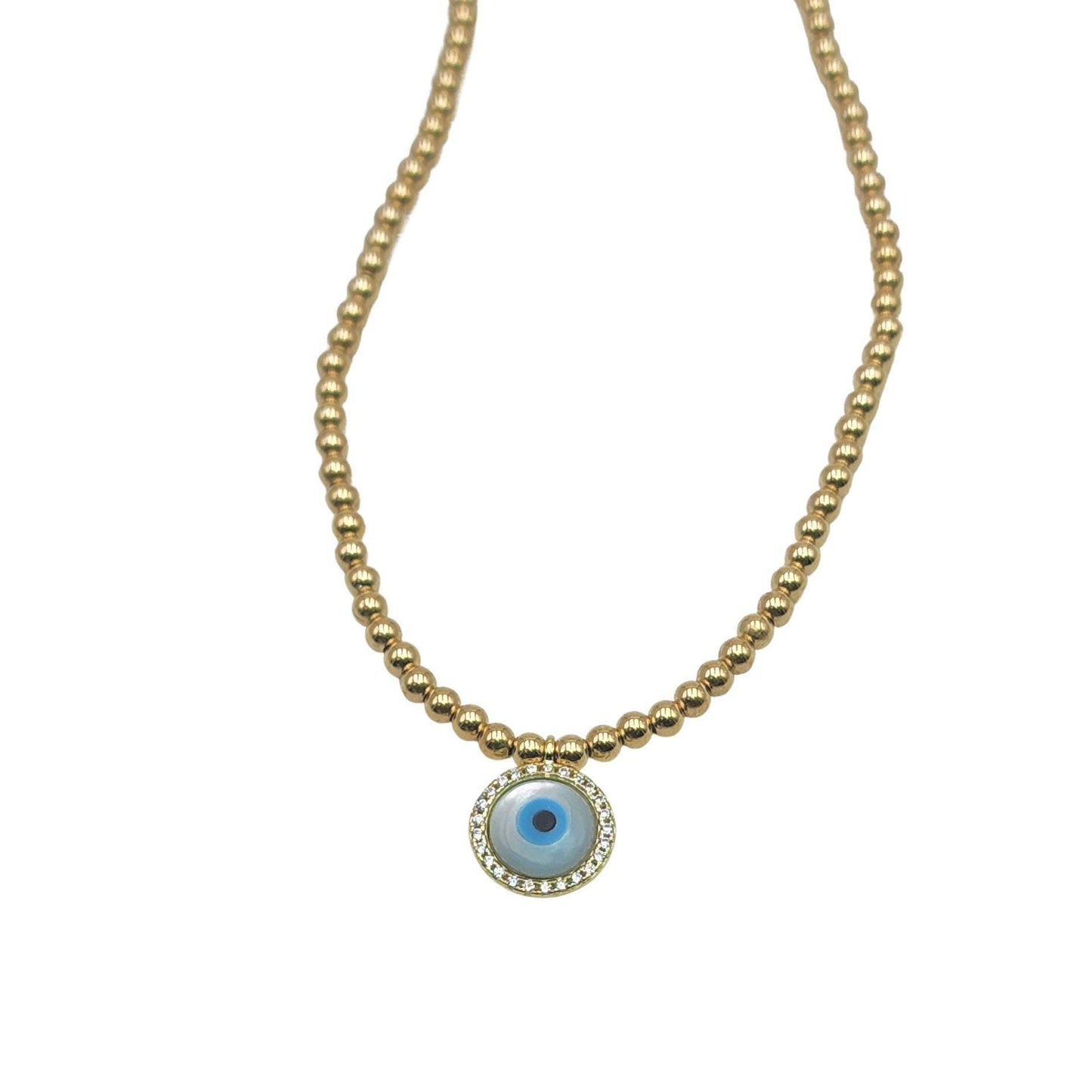 Dainty Gold Filled Evil Eye Necklace - Beaded Layering Jewelry for Good Luck Tarnish Free Jewelry