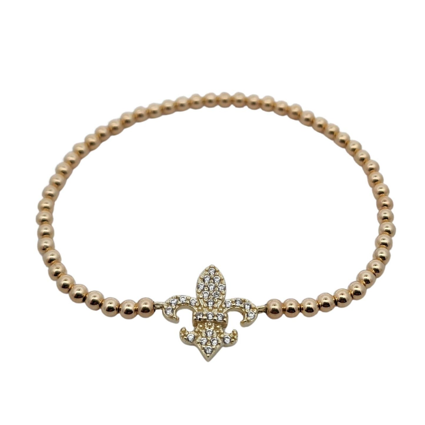 Fleur de Lis 14kt Gold Filled Bracelet - Boho Stacking Stretch Fit for Women