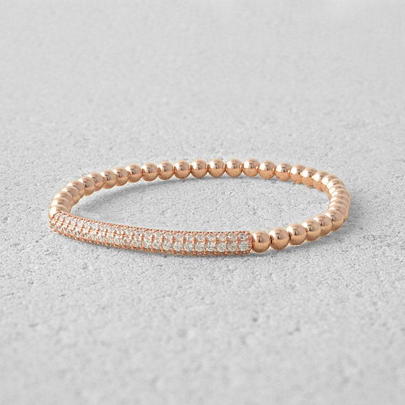Gold Filled CZ Pave Bar Bracelet for Women - Stretchable Stacking Bridesmaid Jewelry