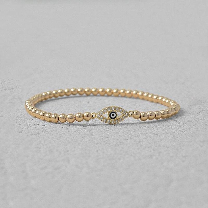 Cubic Zirconia Bracelet, Evil Eye Bracelet, Stretch Stacking Bracelet