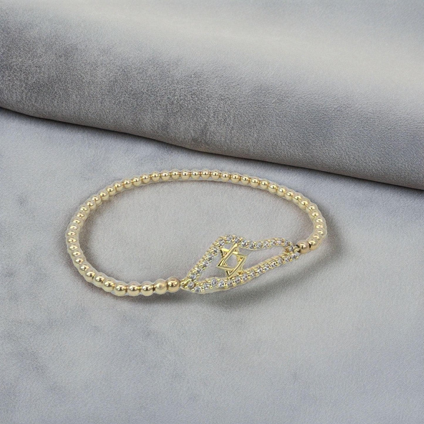 Israel Map Bracelet, Star of David Bracelet, Beaded Bracelet