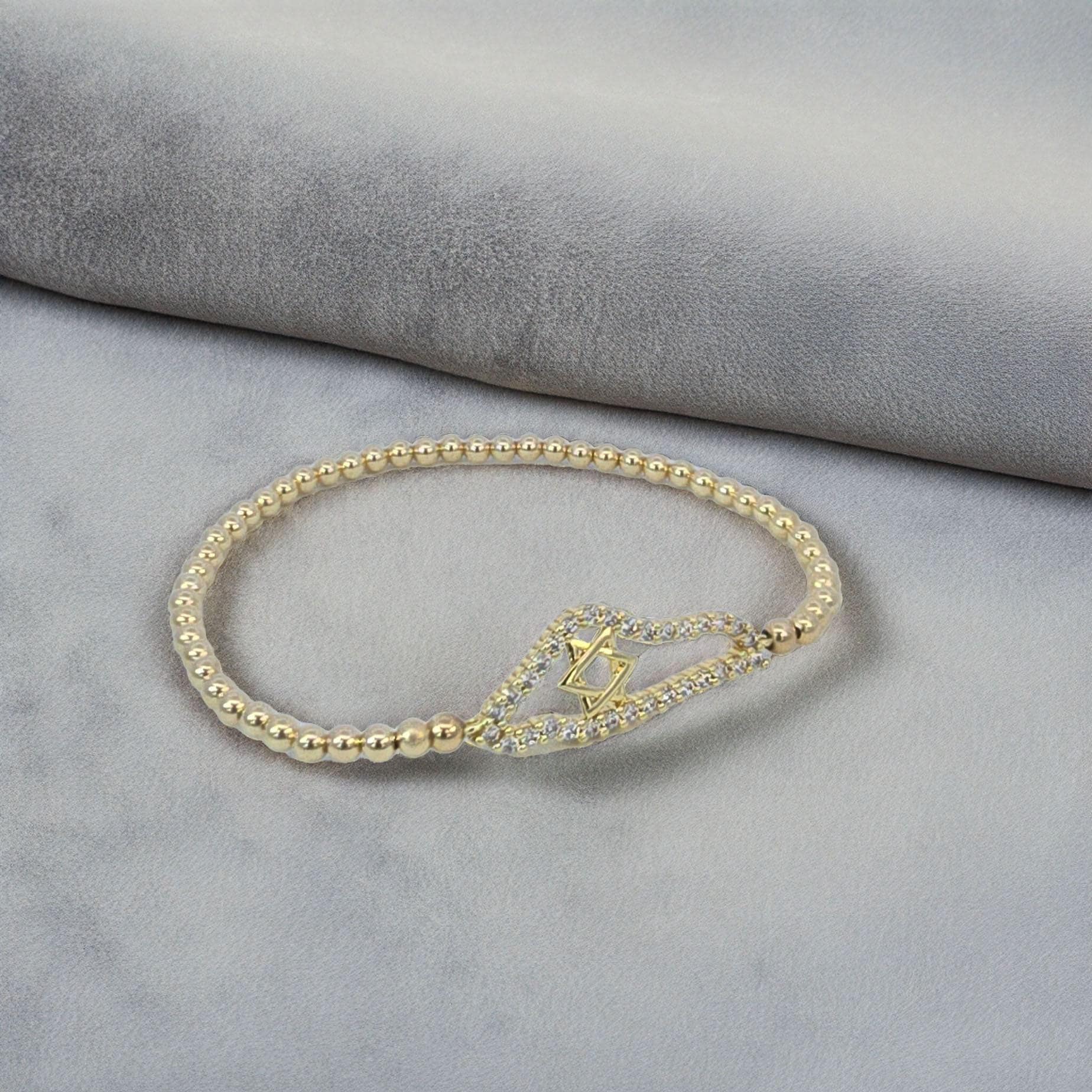 Israel Map Bracelet, Star of David Bracelet, Beaded Bracelet