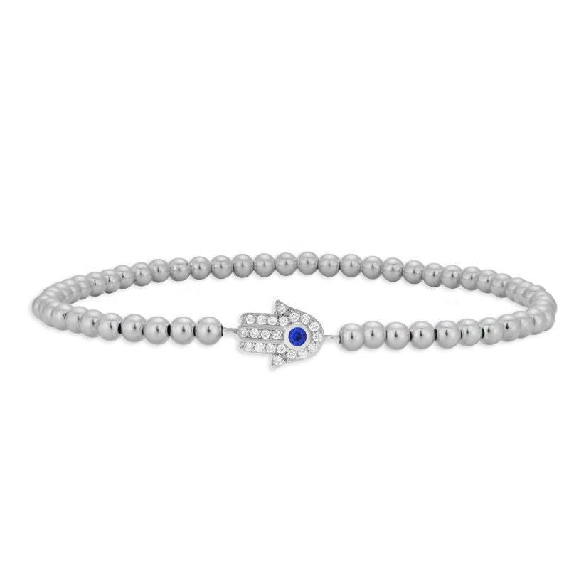 Handmade Evil Eye Hamsa Gold Filled Beaded Bracelet for Spiritual Protection and Good Luck
