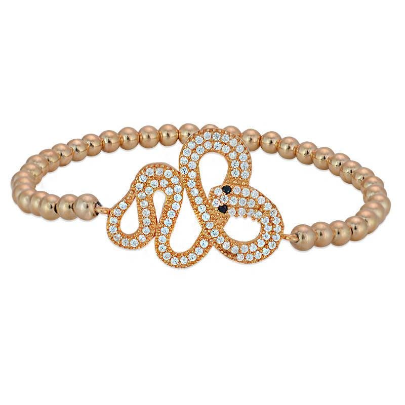 Gold Filled Snake Bracelet - Stretch Beaded Stacking Bracelet for Women