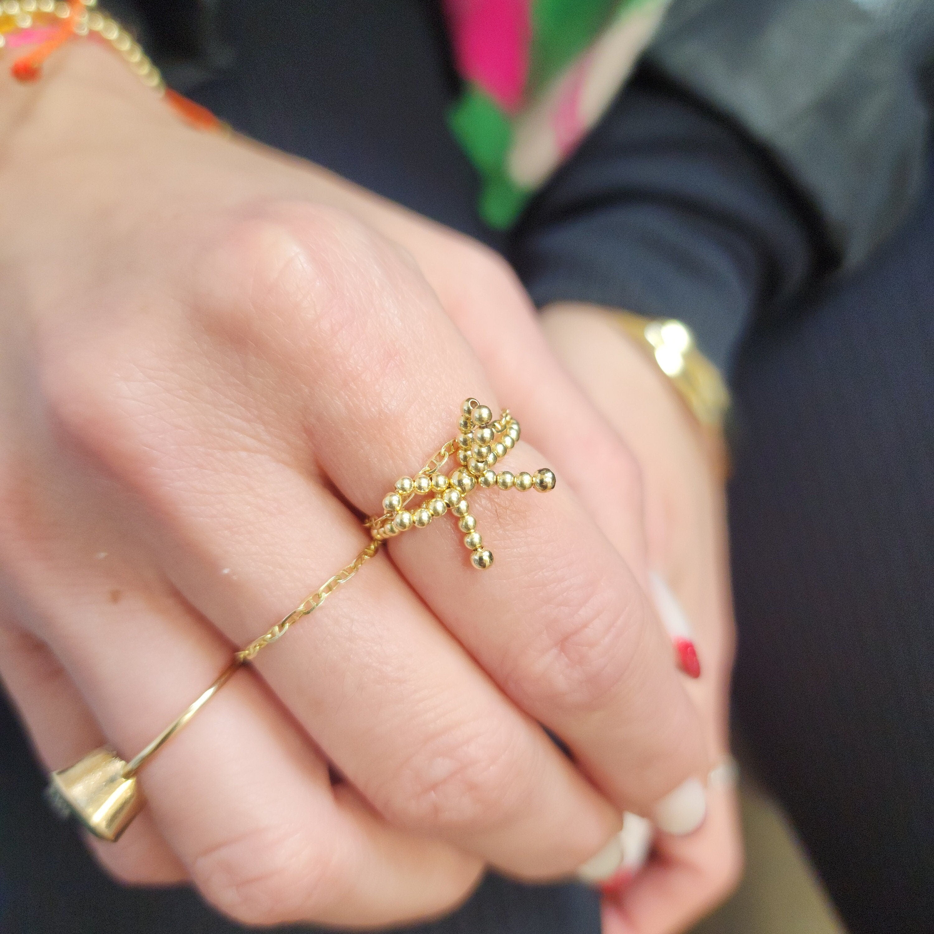 Gold Filled Stacking Ring Bow Design Stretch Fit