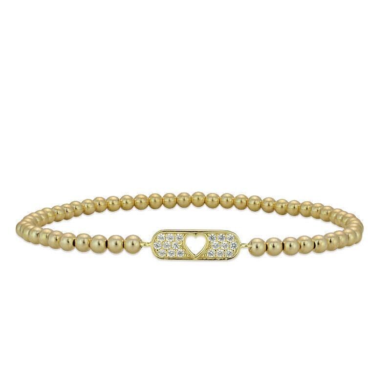 Gold Filled Heart Pendant Bracelet for Women with Cubic Zirconia Stone Pendant
