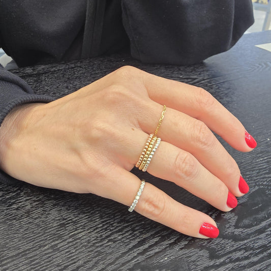 14kt Gold Filled 2mm Beaded Ring - Tarnish-Free  Waterproof - Womens Ring