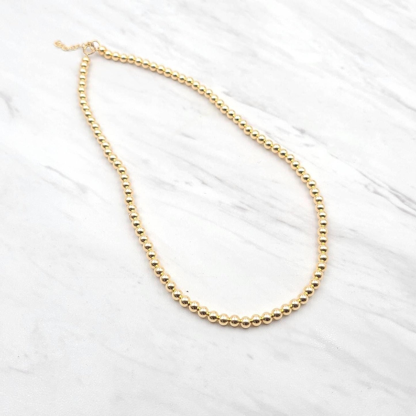 Dainty 4 mm Gold Filled Beaded Layering Necklace – Stylish Tarnish Free, Water Resistant Layering Necklace