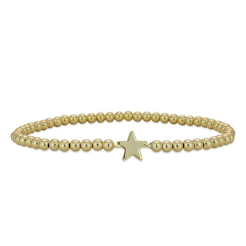 Star Gold Filled Bracelet, Isabella Celini, Gold Filled Beads, Stretch Stacking Bracelet, Celestial Bracelet, Boho Chic, Gift for Women
