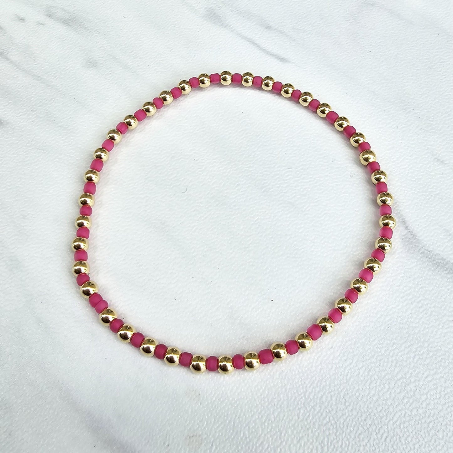 14kt Gold Filled and Colorful Beads Bracelet - Non Tarnish Alternating Design with 3mm Gold Filled Bracelet