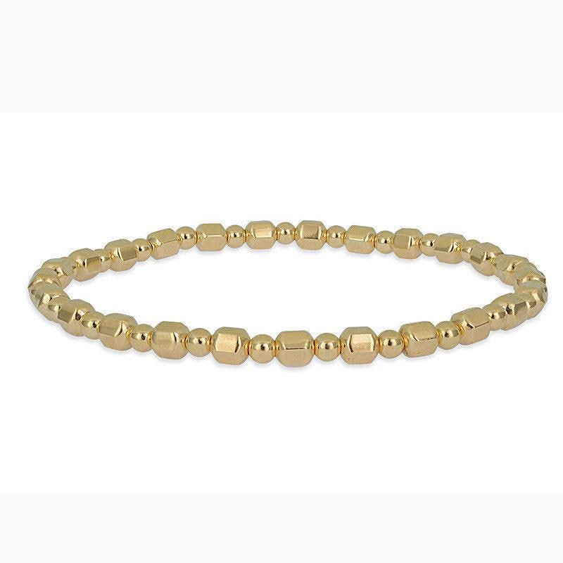 Faceted Gold Filled Stackable Bracelet - Waterproof and Tarnish Free Jewelry for Women