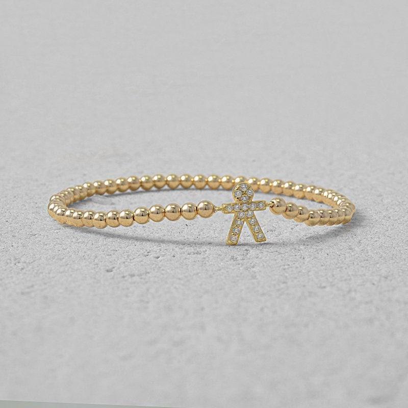 Boy Pendant Bracelet, Cubic Zirconia Bracelet, Beaded Bracelet