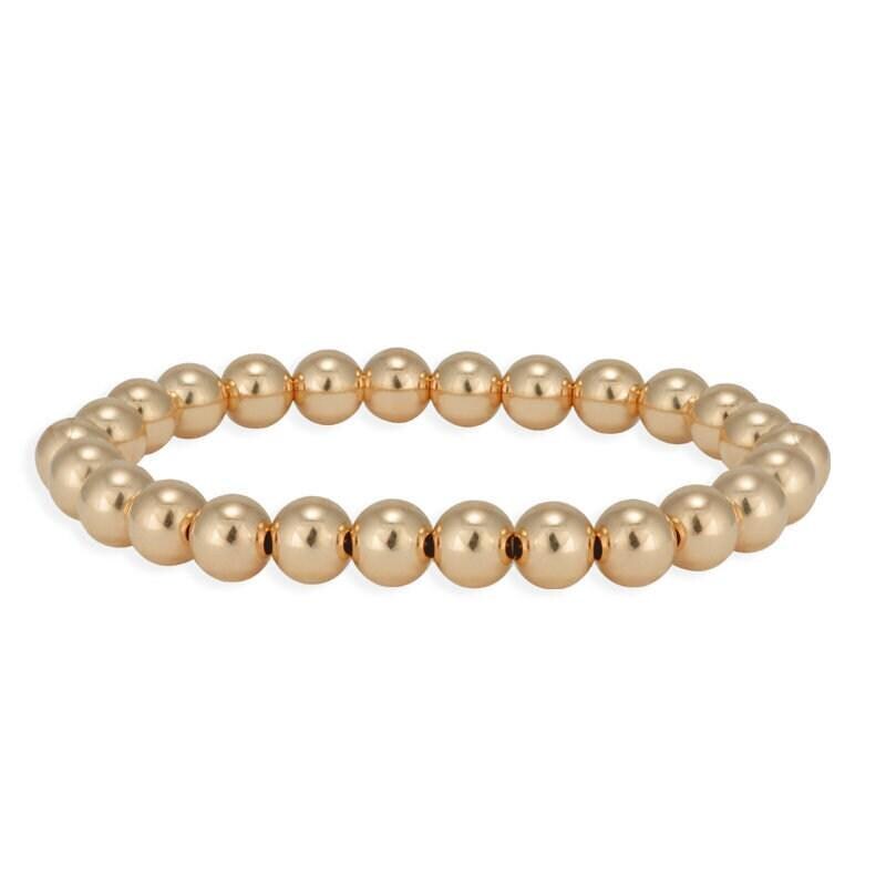 7 mm 14kt Gold Filled Beaded Bracelet – Delicate Women Layering Bracelet - Tarnish Free Jewelry