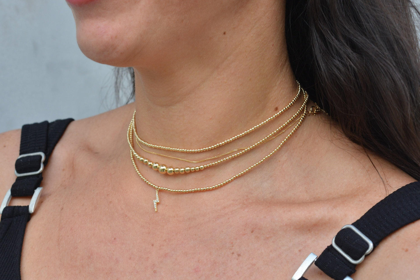 Dainty Gold Filled Beaded Necklace - Boho Graduated Layering Jewelry - Classy Bridemaid Gift - Tarnish Free