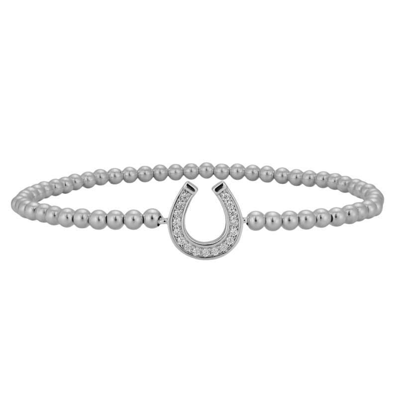 Horseshoe Gold Filled Beaded Stacking Bracelet - Good Luck Stretch Bracelet