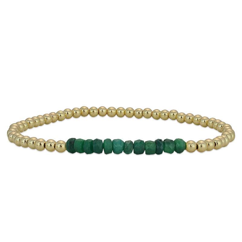 14Kt Gold Filled Semi Precious Beaded Bracelet - Stretch Stack for Ladies Gemstone Jewelry
