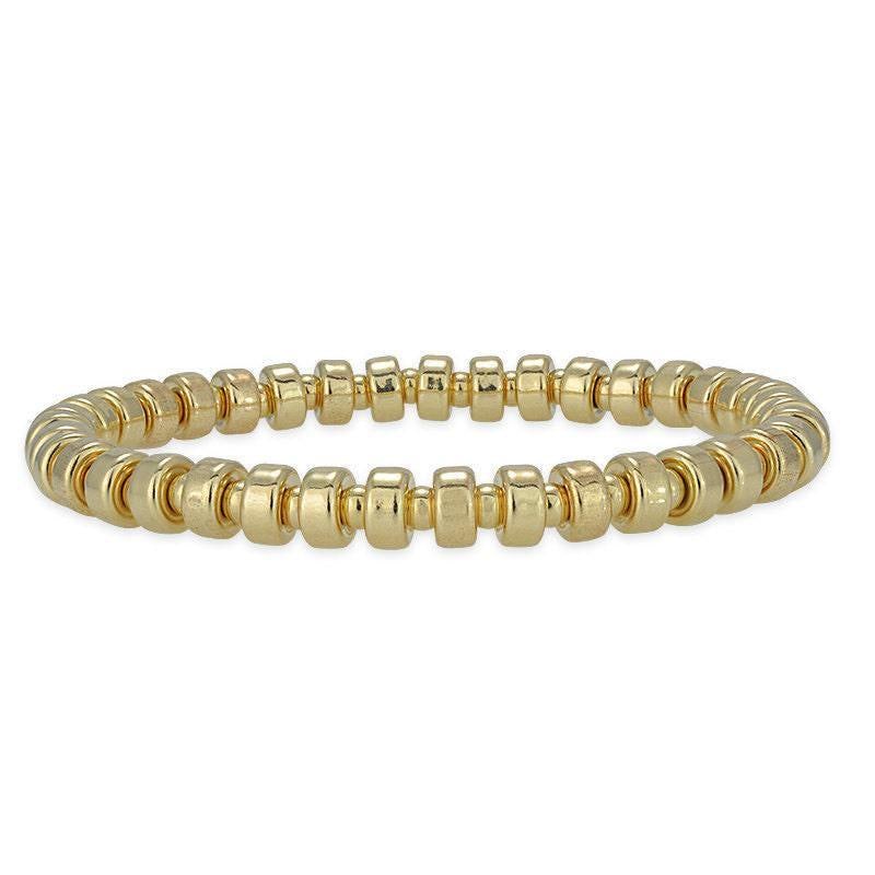 Gold Filled - Tarnish-Free 3mm  5mm Roundels Layering Stacking - Stretch Beaded Bracelet for Ladies