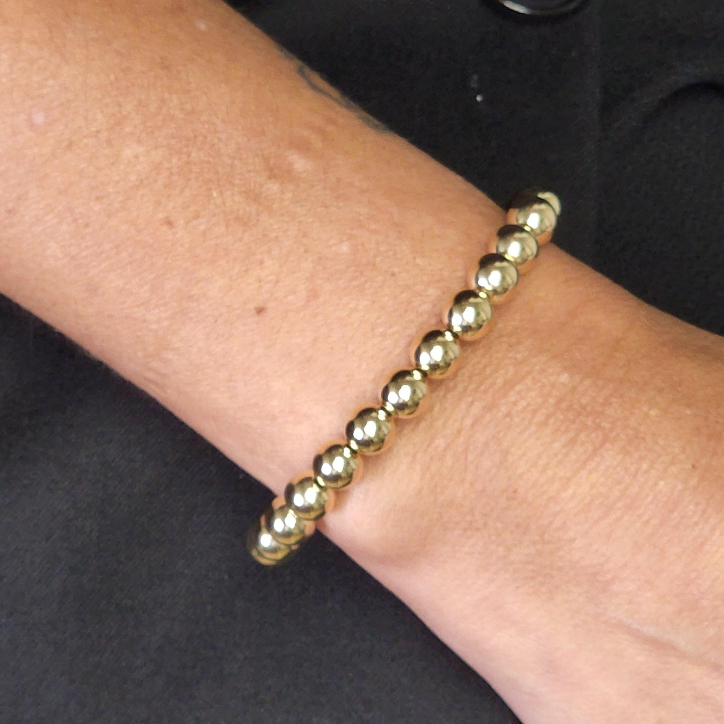 7 mm 14kt Gold Filled Beaded Bracelet – Delicate Women Layering Bracelet - Tarnish Free Jewelry