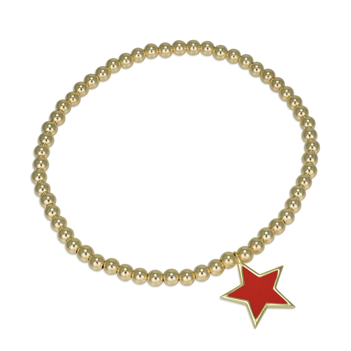 Gold Filled Celestial Charm Bracelet - Enamel Star Stretch Beaded Jewelry by Isabella Celini