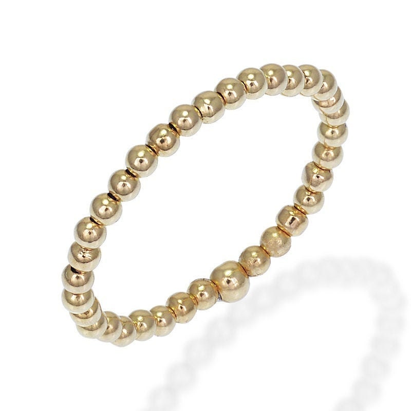 14kt Gold Filled 2mm Beaded Ring Tarnish Free Waterproof
