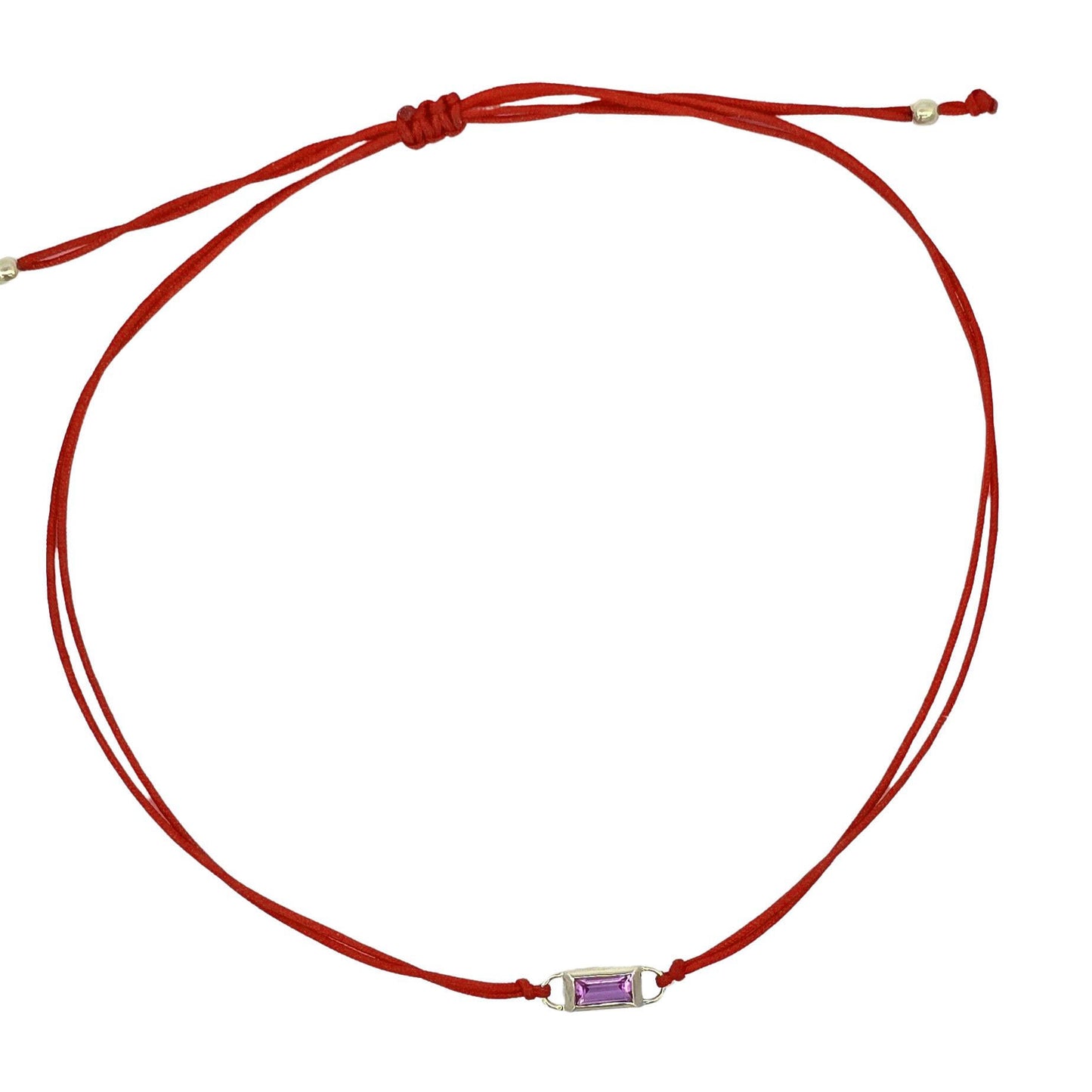 Red String Cord Bracelet with 14kt Solid Gold Sapphire Pendant