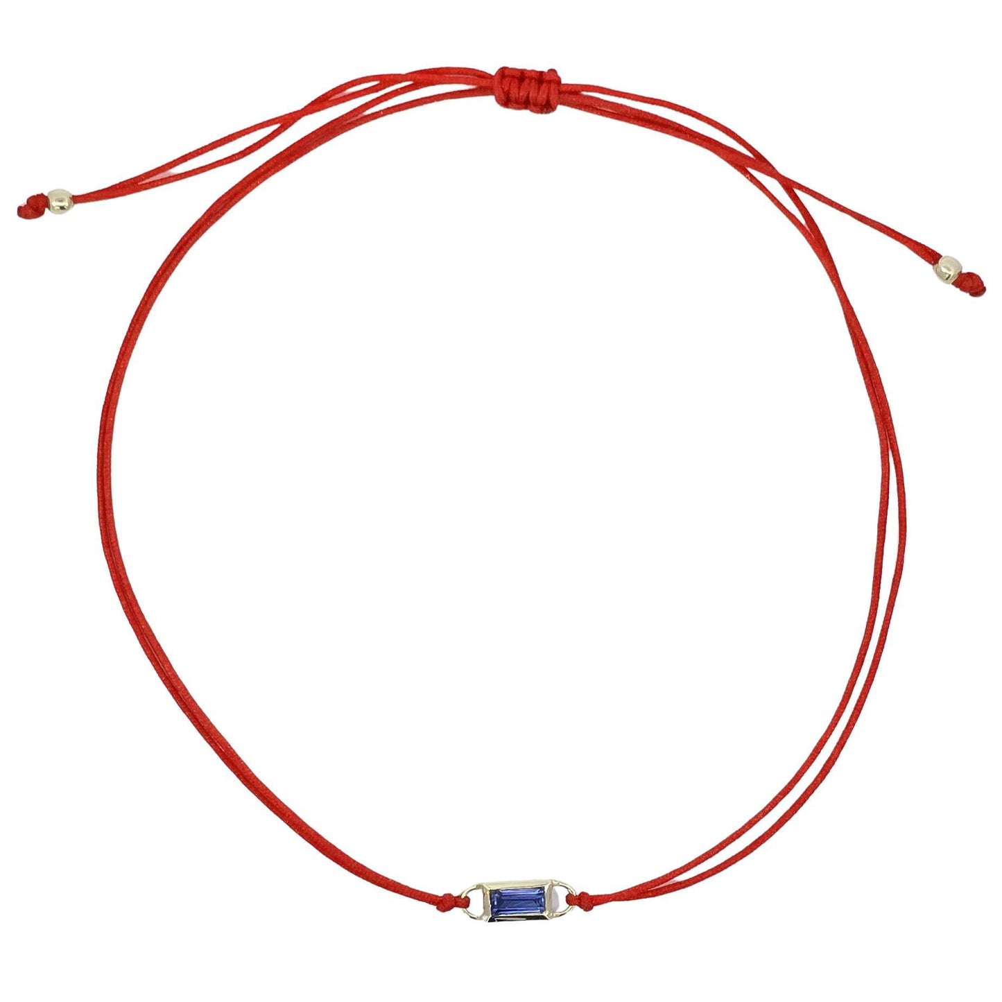Red String Cord Bracelet with 14kt Solid Gold Sapphire Pendant