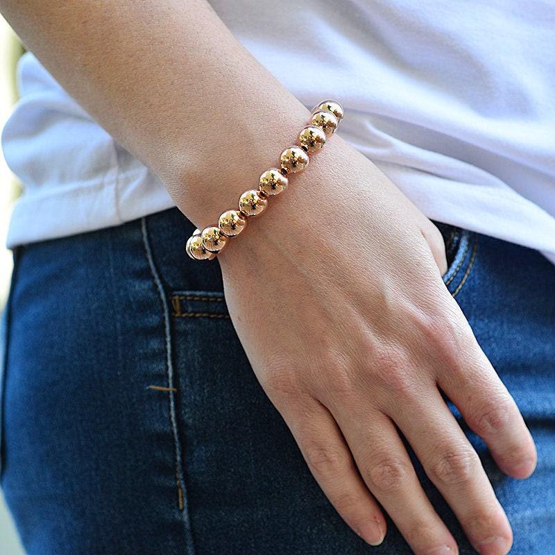 10mm 14kt Gold Filled Beaded Stretch Bracelet