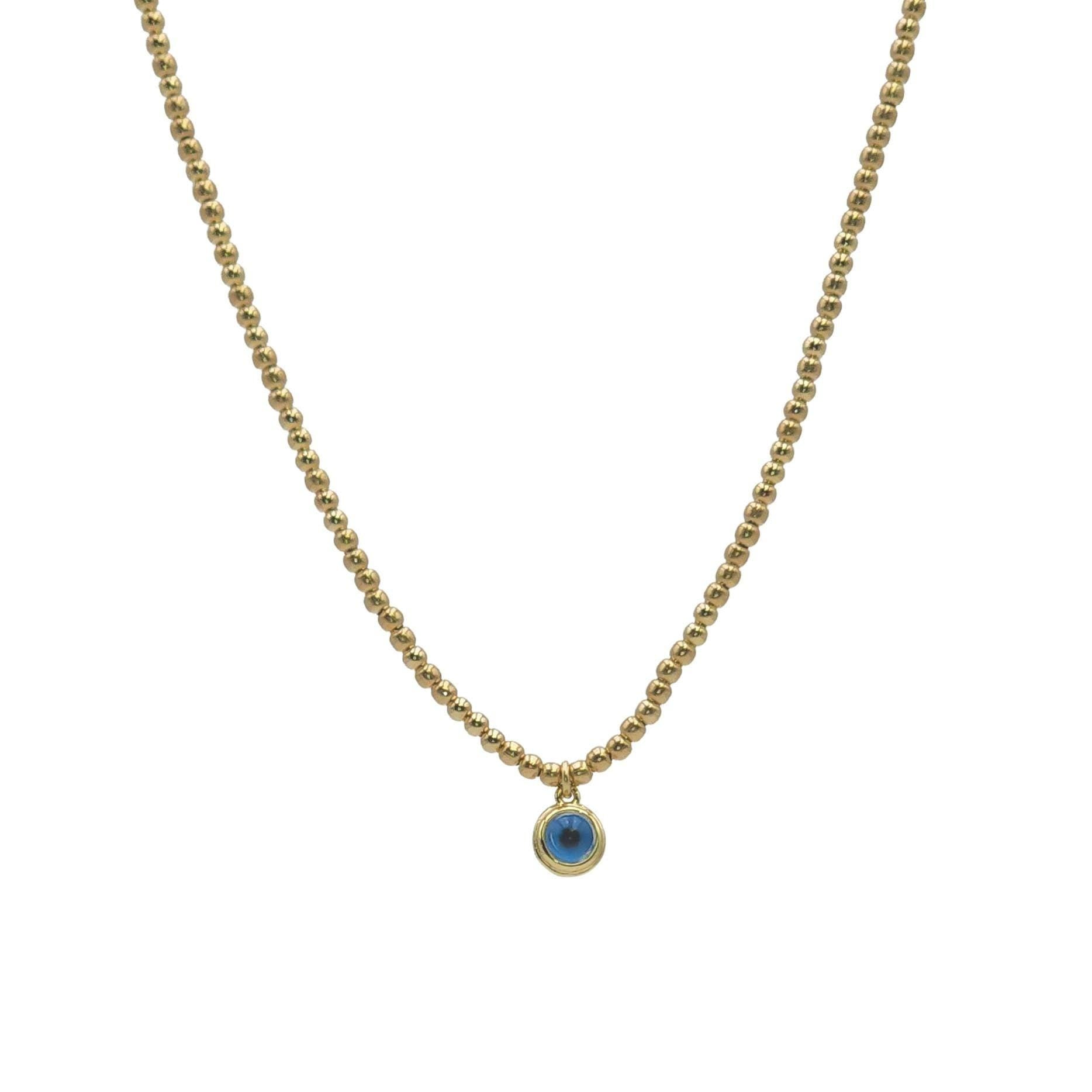 Dainty Evil Eye Beaded Necklace Gold Filled Tarnish Free Waterproof