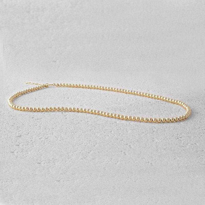 4K Gold Filled 3mm Beaded Necklace for Women