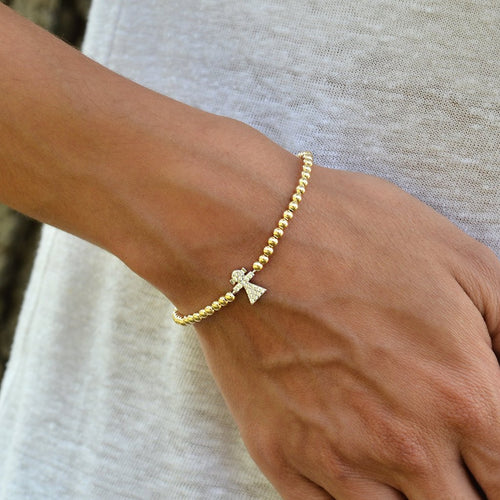 Girl pendant bracelet cubic zirconia stretch bracelet sterling silver gold filled