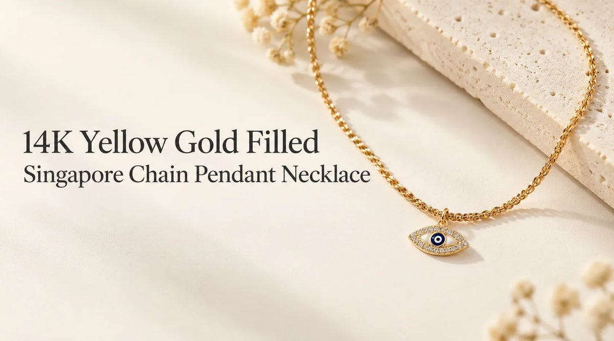 14K Yellow Gold Filled Singapore Chain Pendant Necklace