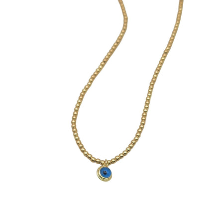 Evil Eye Necklace 14k Solid Gold Turquoise Diamond & Cable Chain