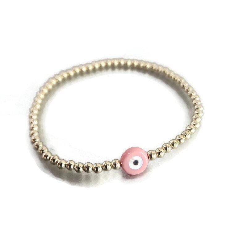 Isabella Celini Pink Evil Eye Bracelet - 14kt Gold Filled Protection for Good Luck and Spiritual Energy