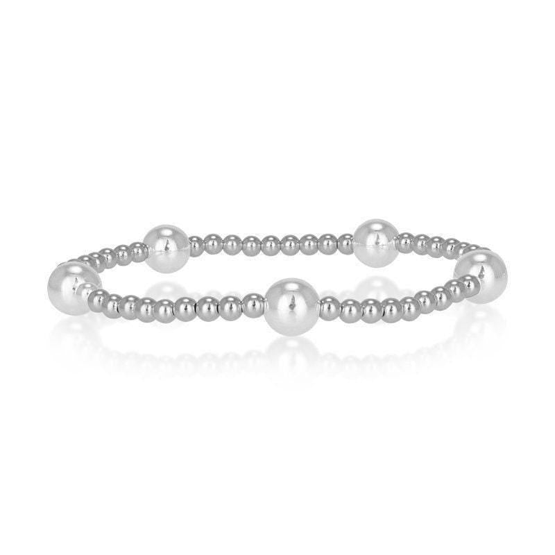 14kt Gold Filled Beaded Bracelet - 3mm  7mm Beads - Layering Jewelry - Dainty Stretch Stacking Bracelet for Women