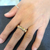 7mm Flat Gold Filled Beaded Stacking Ring - Stretch  Minimalist Style Tarnish-Free Womens Ring