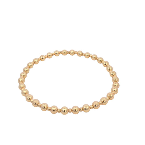 14Kt Gold Filled Stretch Stacking Bracelet - 2mm  4mm Beaded Layering Boho Style - Tarnish Free and Waterproof Bracelet