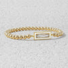 14kt Gold Filled CZ Pendant Bracelet - Beaded Stretch Stackable - Rectangular Design with Enamel