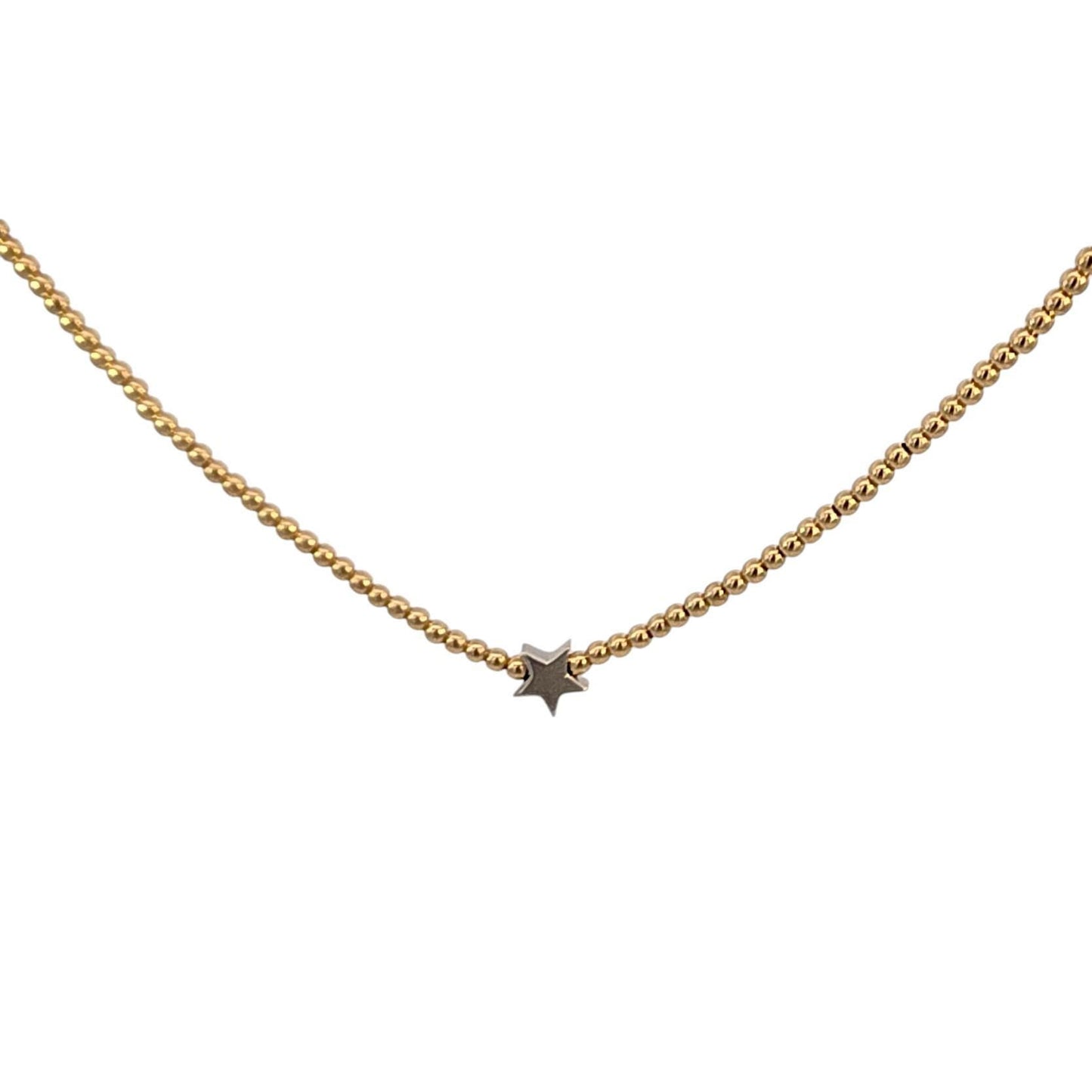 Dainty Gold Filled Beaded Necklace with Star Charm  for Women by Isabella Celini, Tarnish Free Water Resistant Jewelry