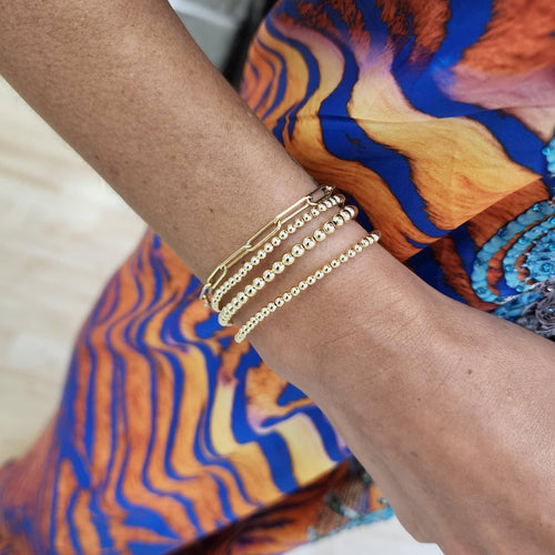 3mm Gold Filled Beaded Stretch Bracelet - Layering Jewelry for Women by Isabella Celini - Tarnish Free and Waterproof