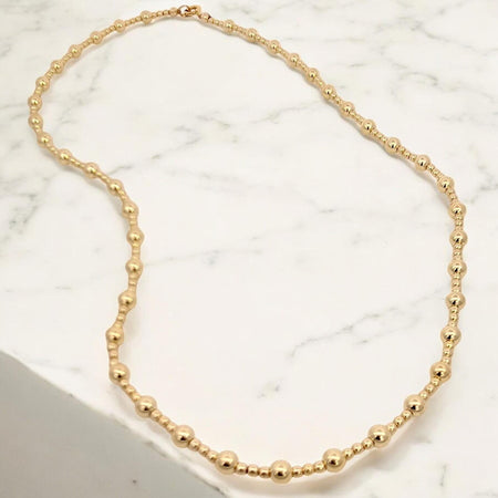 Dainty Gold Filled Beaded Necklace with Horse Shoe Charm and Cubic Zirconia for Women by Isabella Celini