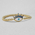 Gold Filled Bracelet, Evil Eye Bracelet, CZ Beaded Bracelet
