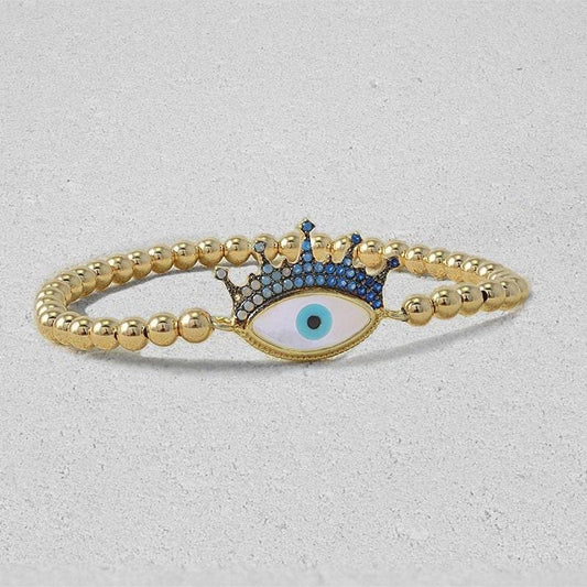 Gold Filled Bracelet, Evil Eye Bracelet, CZ Beaded Bracelet