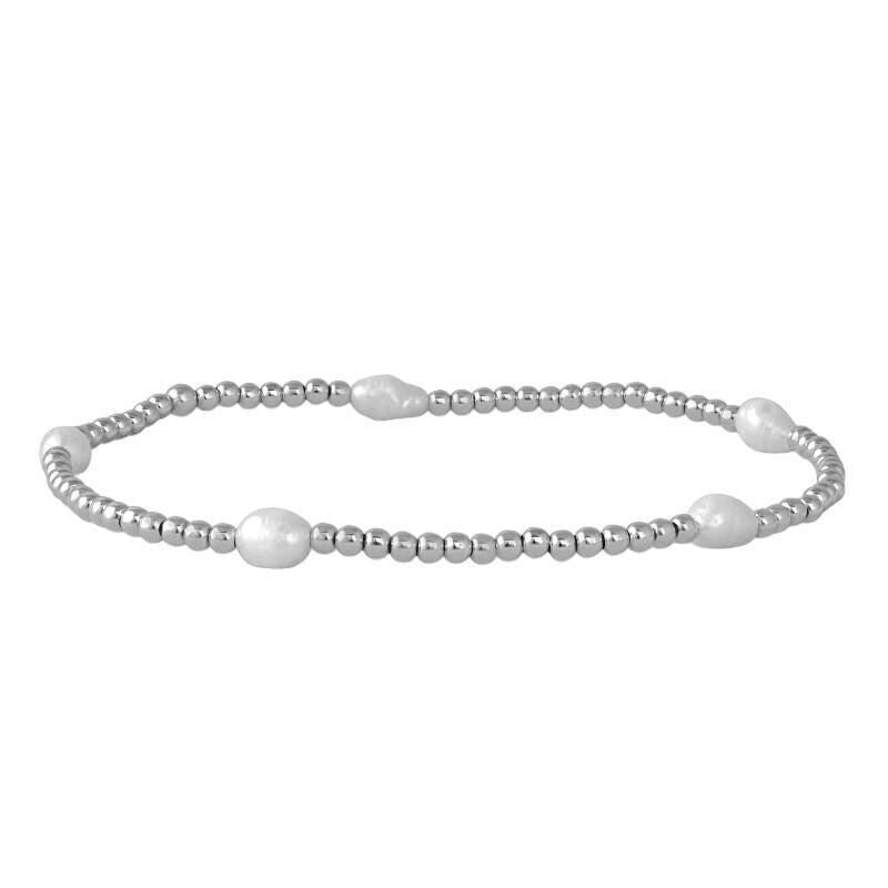 Handcrafted Fresh Water Pearl Station Bracelet - 2 mm 14kt Gold Filled with Personalization Options