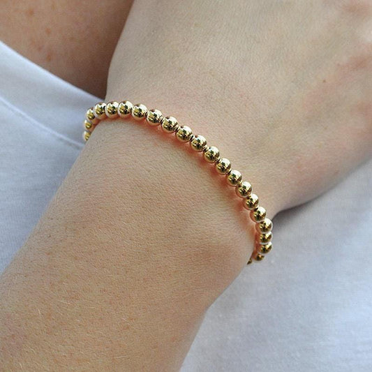 14kt gold filled jewelry, gold filled bracelet, beaded bracelet, tarnish free jewelry, tarnish free bracelet, stackable bracelet, stretch bracelet